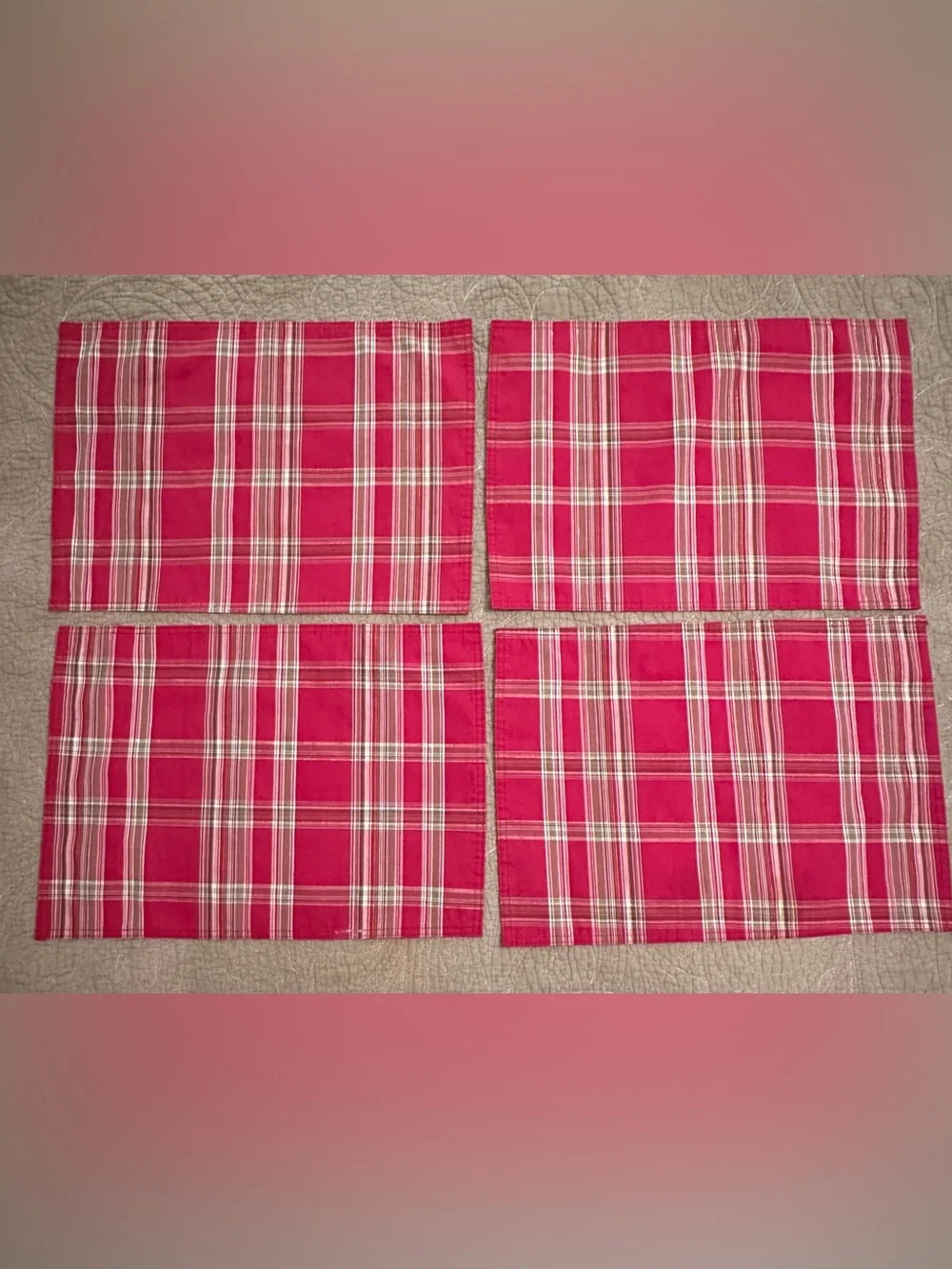 Set of 4 Christmas place mats • washable • plaid